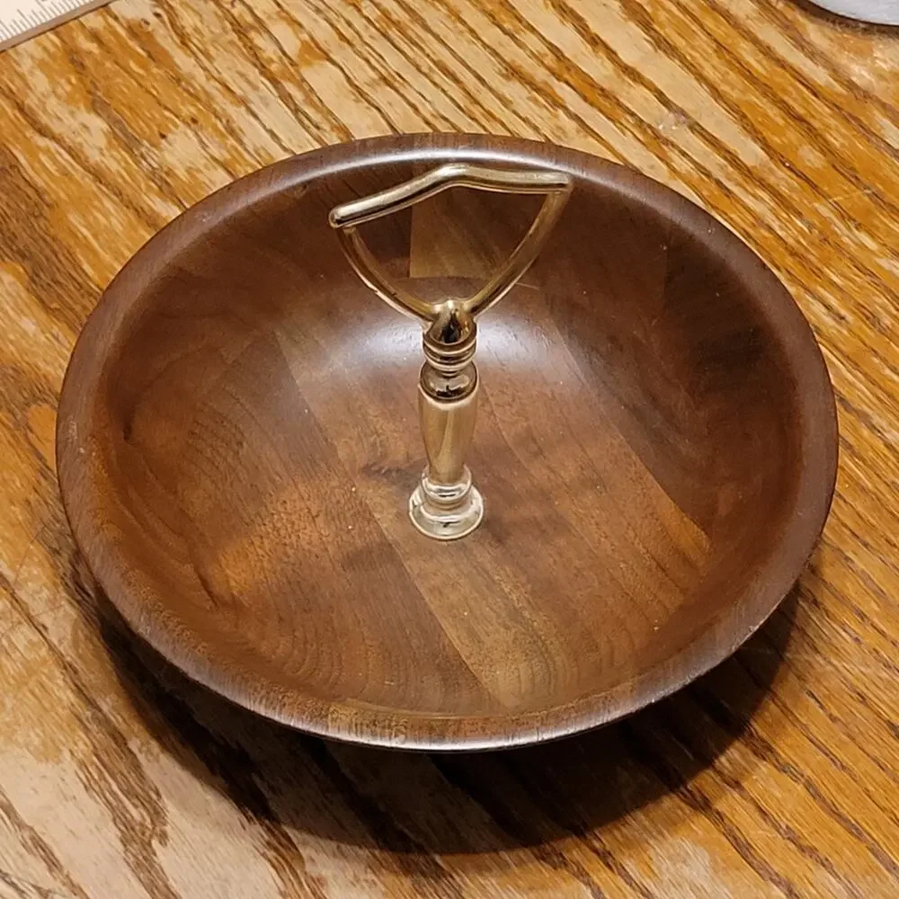 Vintage J B Deere Cedarcraft Walnut And Brass Serving Bown Nuts Catch All